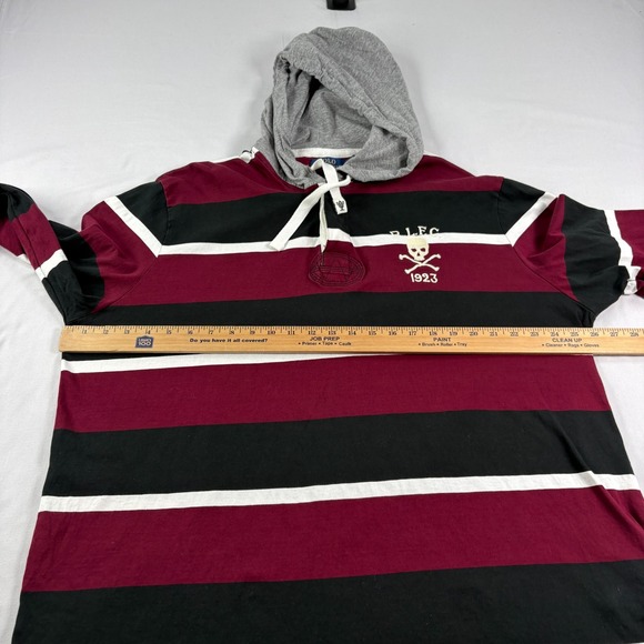 Polo Ralph Lauren Hoodie Mens 2XL Red Rugby Pullover Skull Crossbones RLFC - Picture 6 of 10